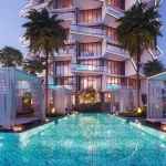 Binghatti Phantom luxury residential tower in Jumeirah Village Dubai spanning 39 floors with podium