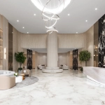 Spacious open plan living room with modern fittings in Binghatti Phantom apartment