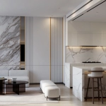 Spacious open plan living room with modern fittings in Binghatti Phantom apartment